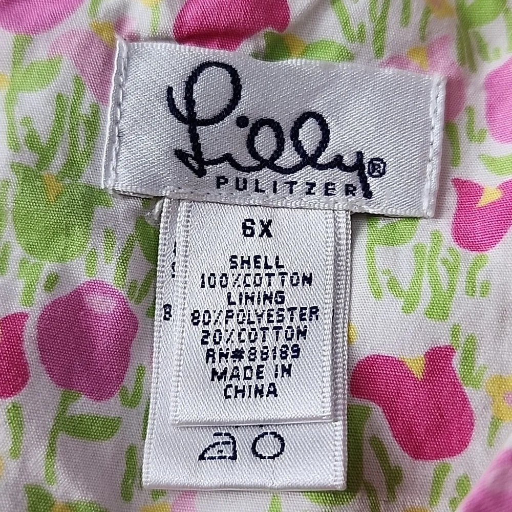 Lilly Pulitzer Tulip Floral Vintage Dress Sz‎ 6X Girls Pink Green Yellow